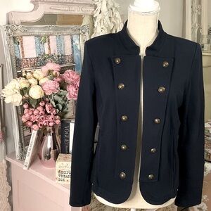 Tommy Hilfiger✨Women's Button Military Band Jacket Sz Medium Sky Captain Navy⚓️